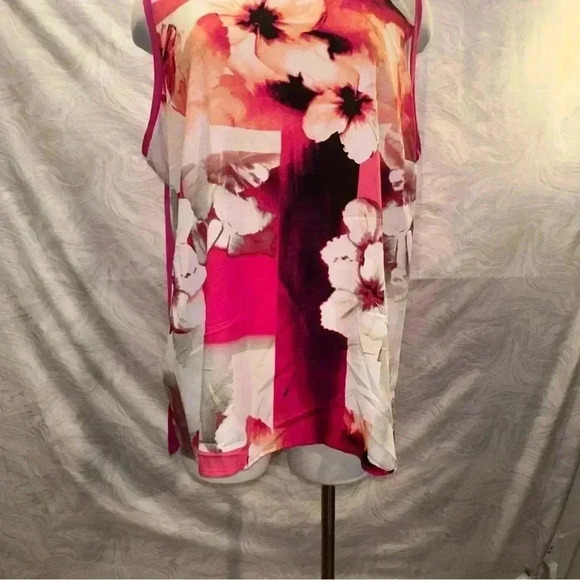 Calvin Klein Top Womens Large Tank Watercolor Pink  Tunic Size 1X (046) - Picture 1 of 11